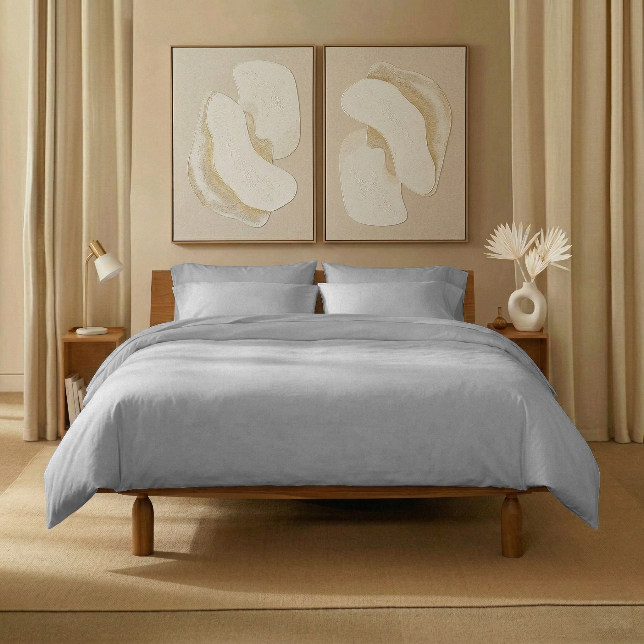 Light Grey Organic Cotton Percale Oxford Pillowcases