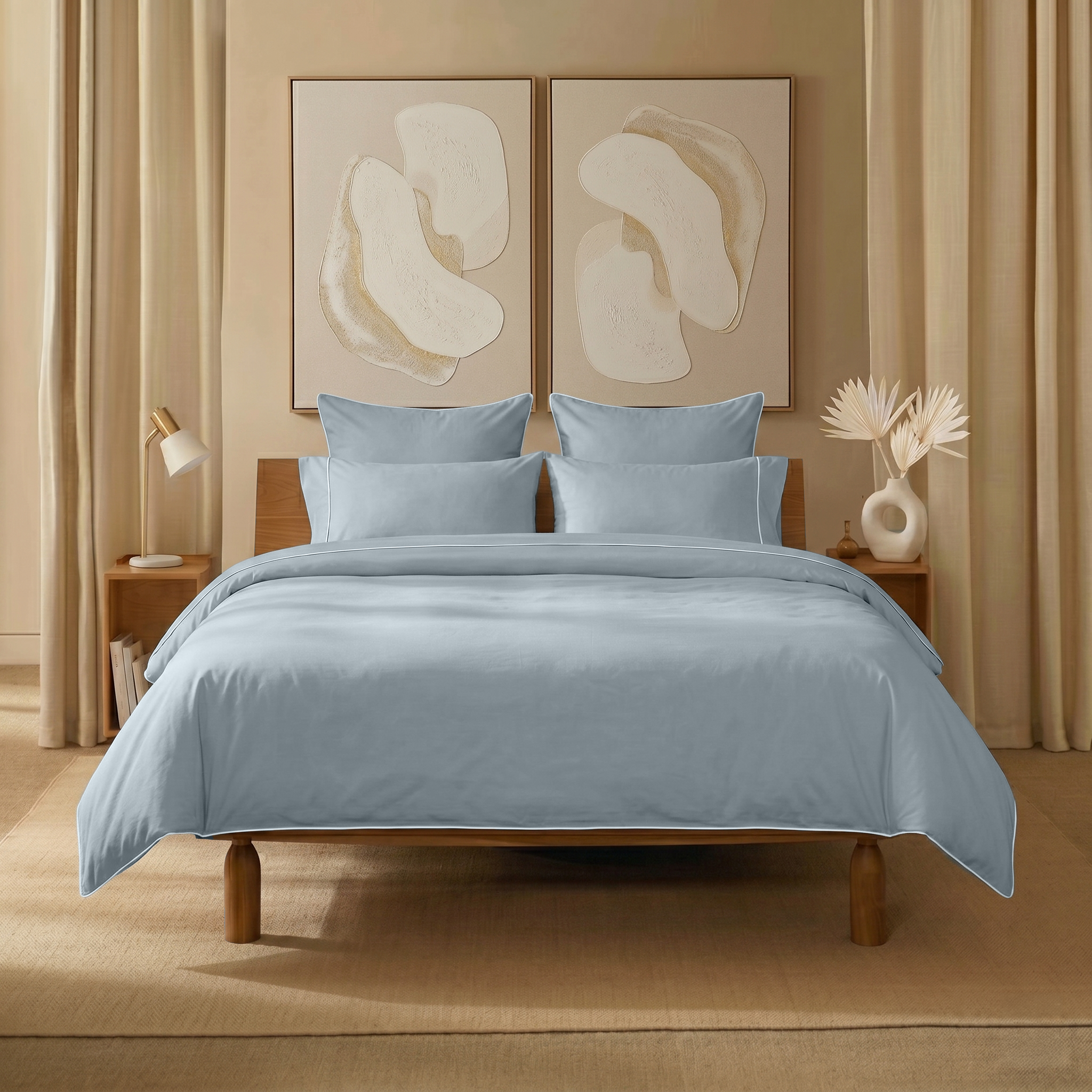 White Piped Percale Pillowcases
