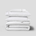 Light Blue Crisp Cool Organic Percale Piped Duvet Set
