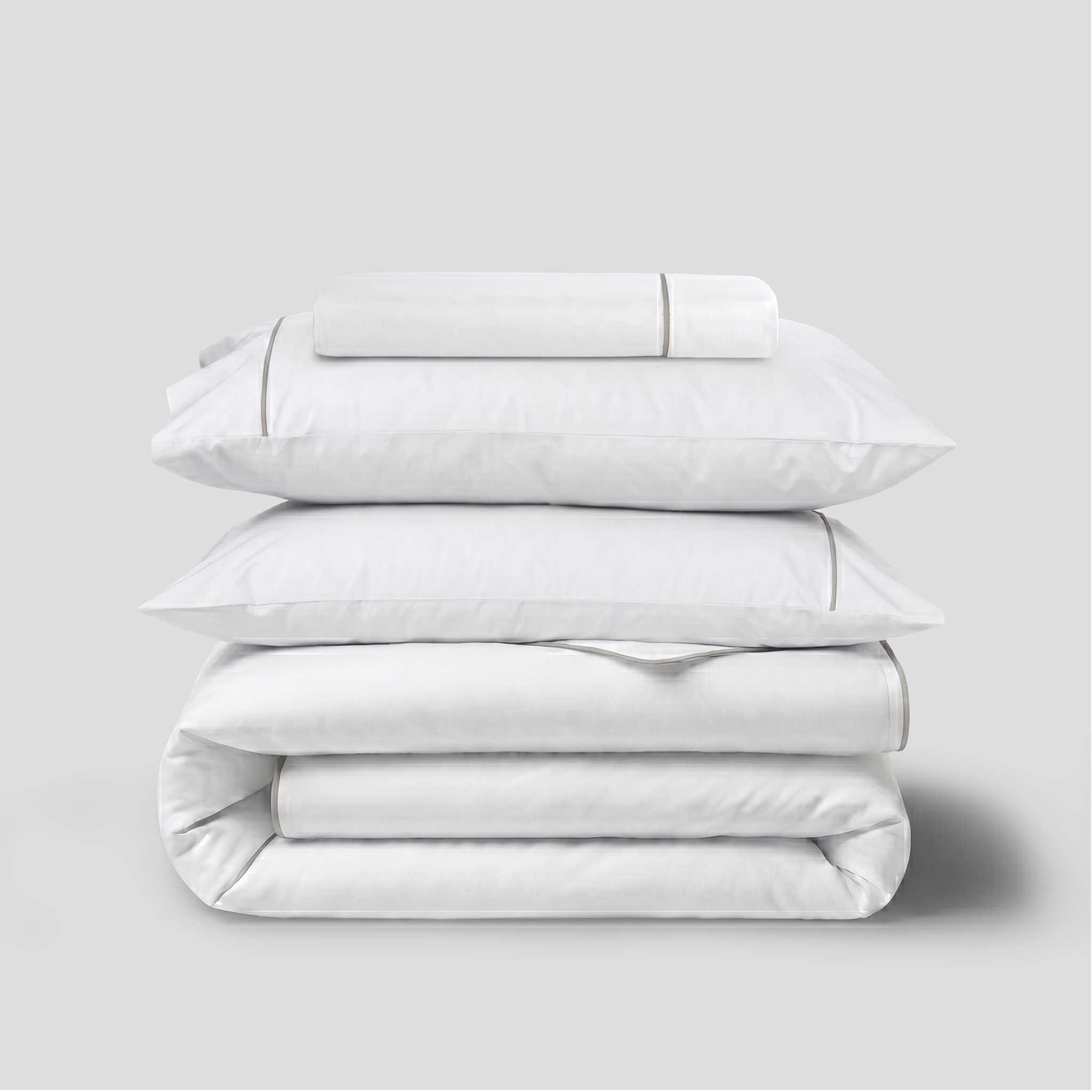 Light Blue Crisp Cool Organic Percale Piped Duvet Set