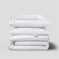 Light Grey Crisp Cool Organic Percale Piped Duvet Set