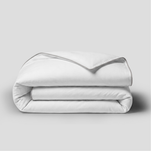 Light Grey Crisp Cool Organic Percale Piped Duvet Set