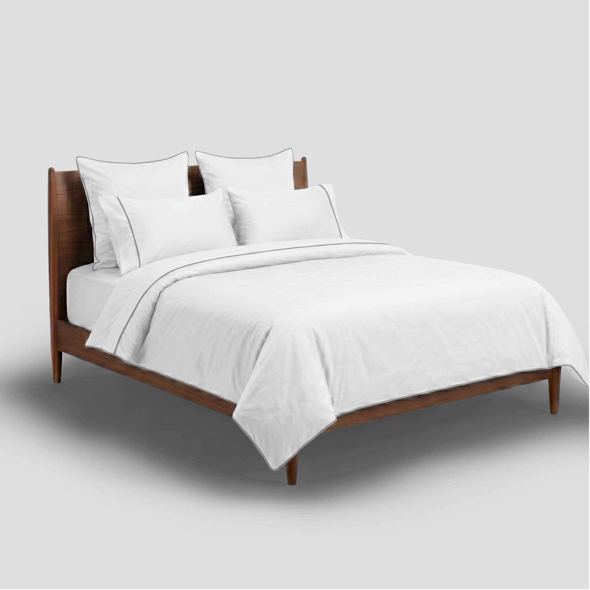 Light Grey Piped Percale Oxford Pillowcases