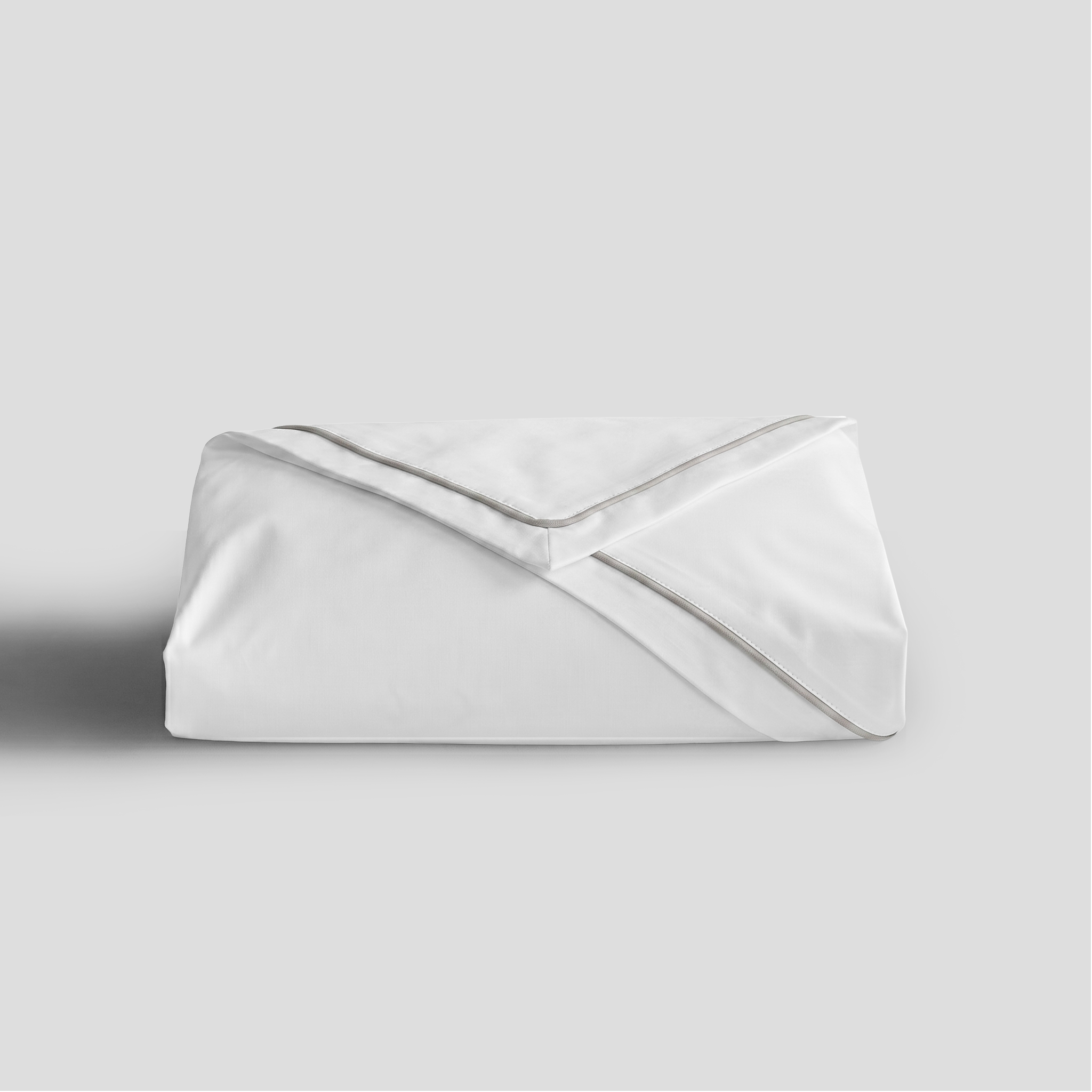 Light Grey Crisp Cool Organic Percale Piped Duvet Set